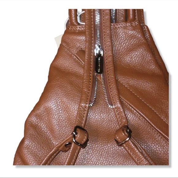 Made In Italy Leather Sling Backpack From Valentina Medium Size - Picture 10 of 11